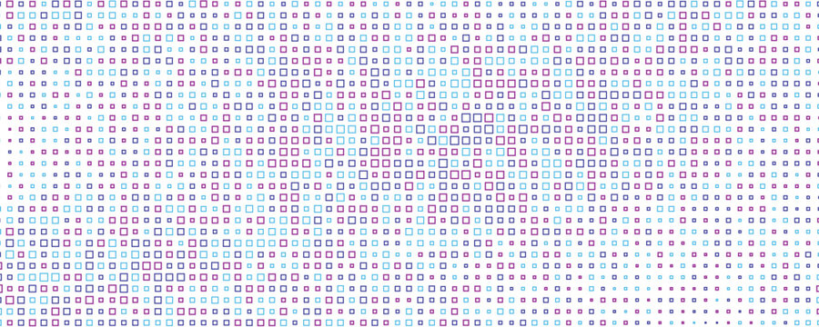 Purple abstract pixel texture bg video screen. Tv pattern background with square noise effect. Futuristic broadcast neon gradient banner for television. Modern vhs led static display element