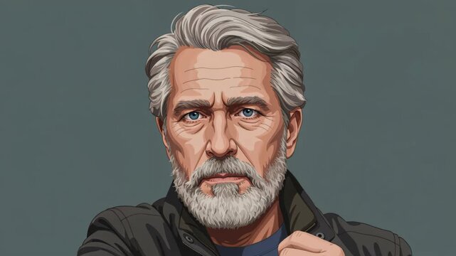 Portrait of Wisdom: A dignified man with silver hair and a serene gaze embodies wisdom and experience, his eyes reflecting a lifetime of stories.