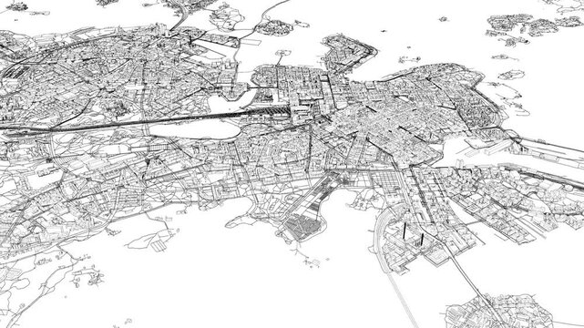 3D looped animation of city - Helsinki Finland