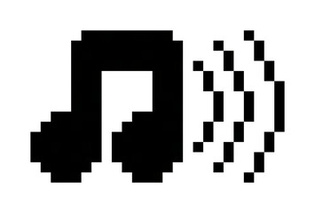 Obraz premium A musical icon with sound waves in solid 16x16 pixel art