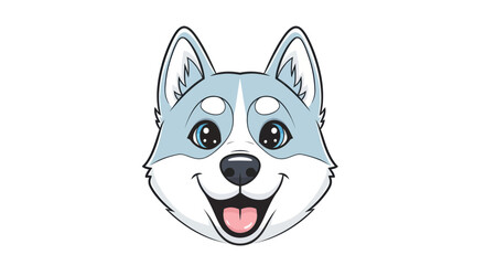 Happy Husky Dog Face Cartoon Illustration © jono