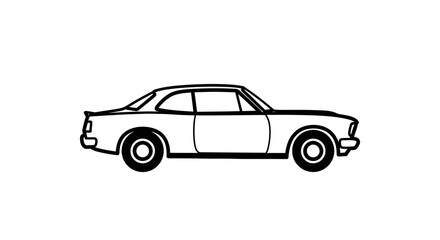 Fototapeta premium Classic American Muscle Car Silhouette, Vintage Coupe Outline