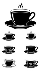 Fototapeta premium Coffee Cup Collection: Hot Beverage Icons, Silhouette Designs