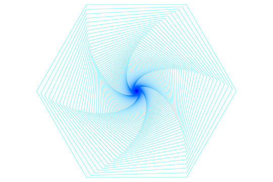 Geometric blue hexagonal spiral rotating line background