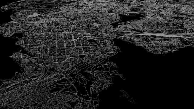 3D looped animation of city - Tampere Finland