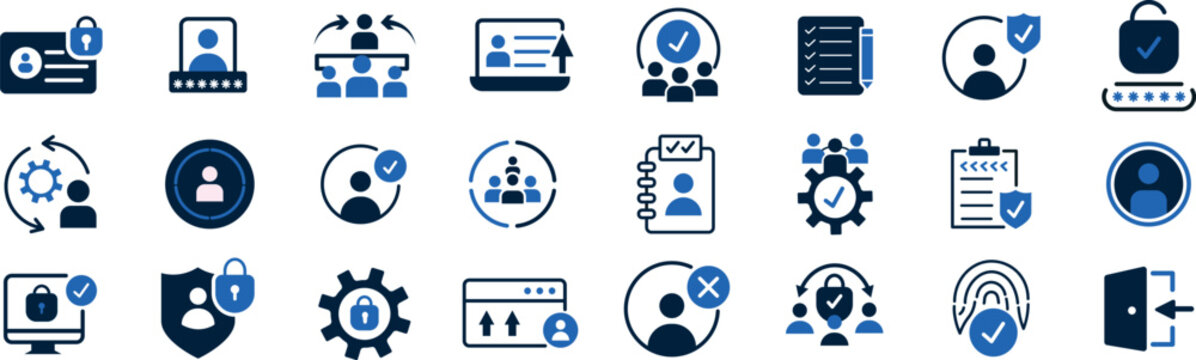 Isolated user account web icon set in line style, featuring professional illustration signs for profile, avatar, login, and password username with add friend and connect buttons in an editable stroke 