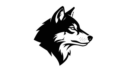 Fototapeta premium Stylized Wolf Head Silhouette, Black and White Profile View, Fierce Expression