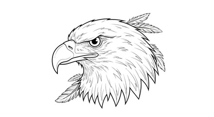 Obraz premium Eagle Head Drawing, Black and White Sketch, Majestic Bird of Prey