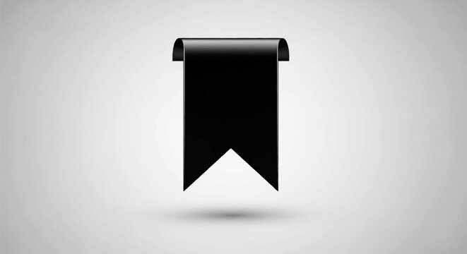 Black ribbon bookmark with shadow.