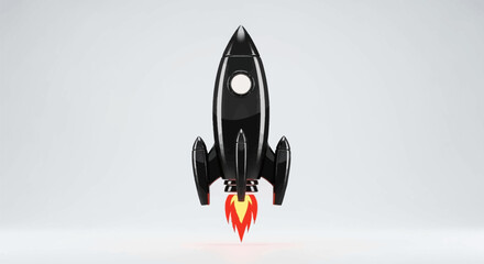 Black Rocket Ship Blasting Off. © Amanda