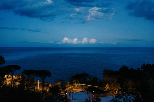 Dusk in seaside town