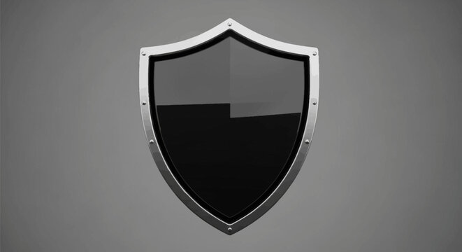 Black Shield Emblem Security Symbol.