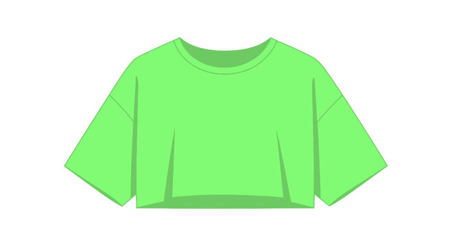 Bright Green Cropped T-Shirt Mockup, Casual Fashion Top, Isolated on White