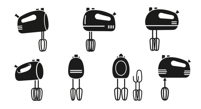 Handheld Electric Mixer Silhouettes: Kitchen Appliance Collection