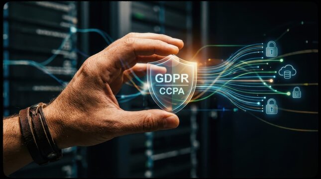 Hand Securing GDPR CCPA Compliance Shield in Digital Network for Data Privacy Regulation Protection