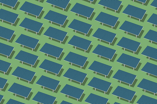 Pattern from solar panels with hard shadows.