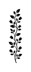 Black floral vine silhouette, elegant flower branch vector, decorative leaf stem illustration © usmi