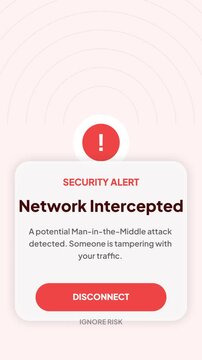 Security Alert Network Intercepted - Potential Man-in-the-Middle Attack Detected, Tampering Identified