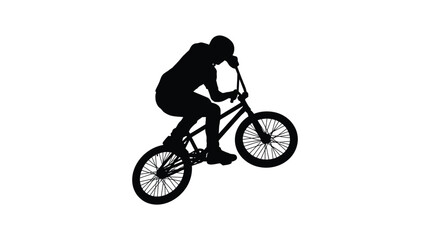 Naklejka premium Professional bmx rider performing a high jump stunt with a bicycle in this dynamic action photo capturing the extreme energy and skill of an athlete