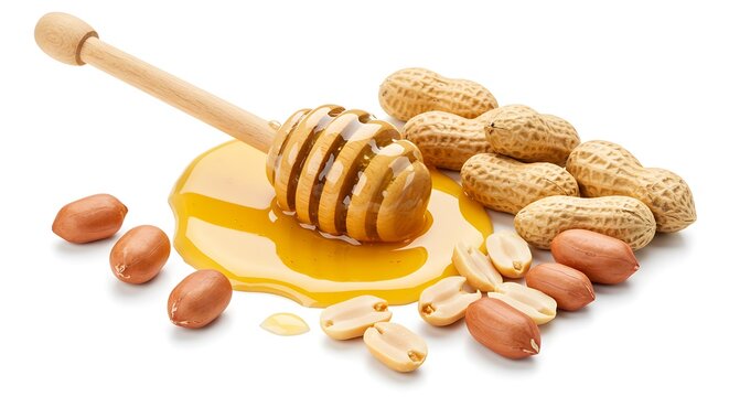 Honey Drizzled Over Peanuts in Close-Up