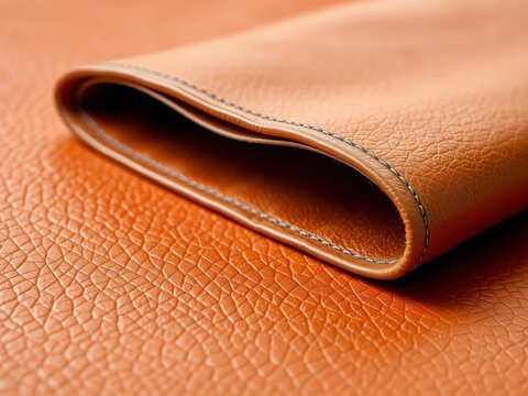 A folded piece of biege leather, highlighting its pliability and smooth finish,  crafting,  detail