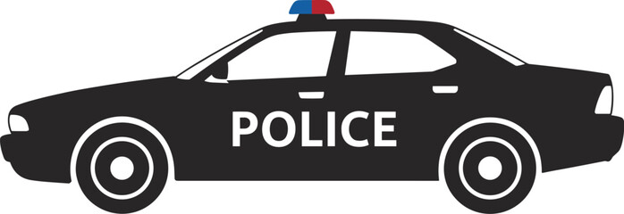 Black police car with red and blue lights automobile © Chayan