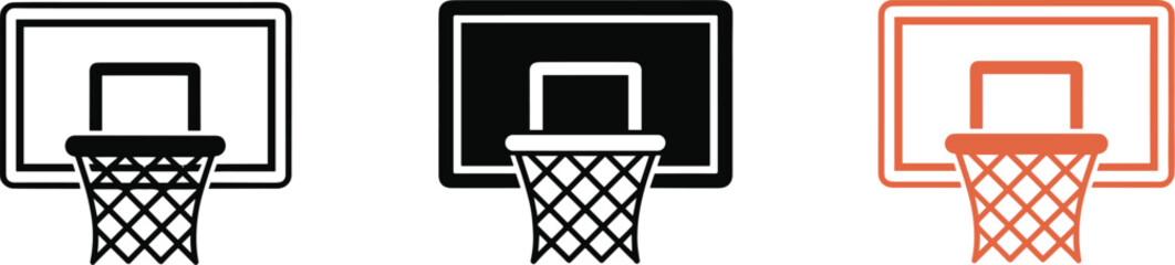 Basketball Hoop Icons Black and Color illustration © Chayan