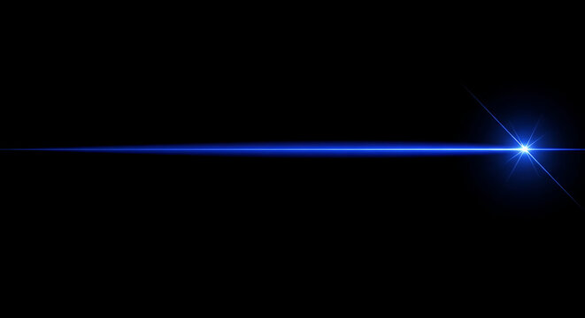 Bright Blue Laser Beam Across Black Background light