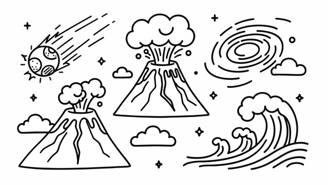 Volcanoes Erupting with Smoke and Ash.