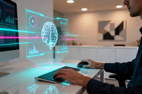 Person working on AI brain interface