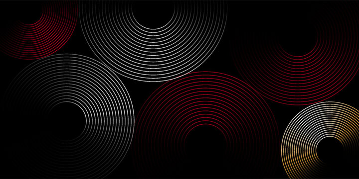 Futuristic Back White abstract background. Glowing circle lines design. Swirl circular lines element. Future technology concept. Horizontal banner template. esp 10