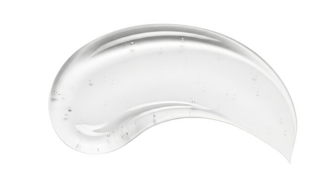 Smear of transparent cosmetic gel or serum with bubbles isolated on transparent background