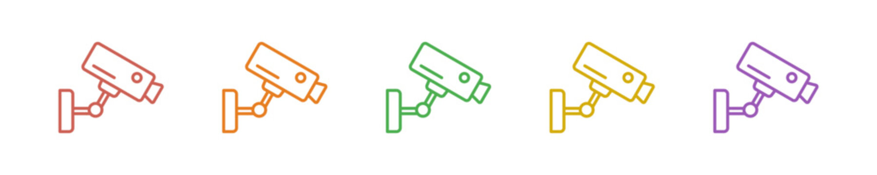 Security Camera Icon Set Multiple Style Collection. Vector Illustration Concept Designed In Line Colorful Style