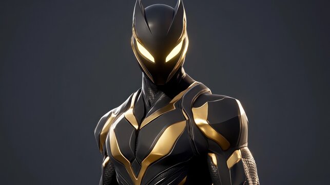 Dark, futuristic superhero suit