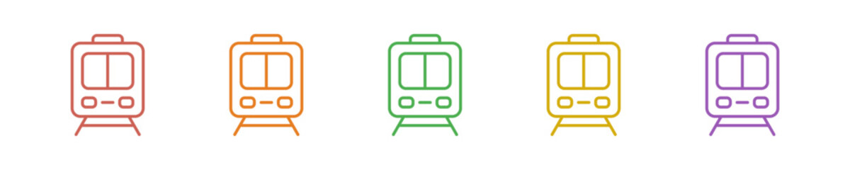 Train Icon Set Multiple Style Collection. Vector Illustration Concept Designed In Line Colorful Style © HIMMATUL ULIYAH