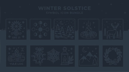 Winter Solstice Icon Bundle: Celestial, Nature & Seasonal Symbols © Embun