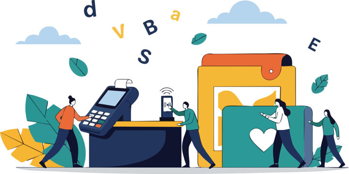 Digital Wallet and Contactless Payment Illustration