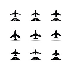 Obraz premium Airplane Silhouettes in Various Positions.