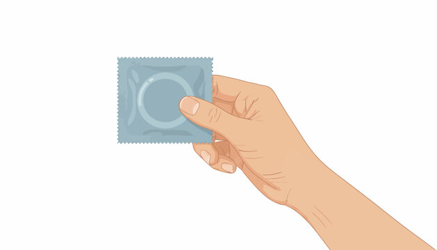 Vector condom, blue protection, safe sex icon, health symbol, medical illustration