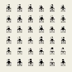 Obraz premium Office chairs in a pattern.
