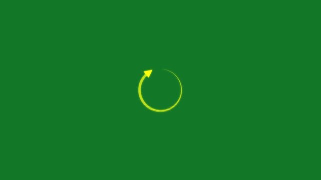 Loop animation of Cycle diagram icon made of an arrow on green background .White circular arrow appears. back up reload rotation line icon upload icon animation.