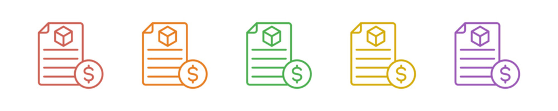 Waybill Icon Set Multiple Style Collection. Vector Illustration Concept Designed In Line Colorful Style