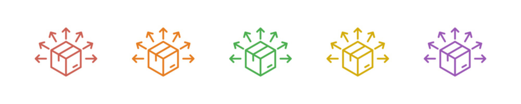 Distribution Icon Set Multiple Style Collection. Vector Illustration Concept Designed In Line Colorful Style