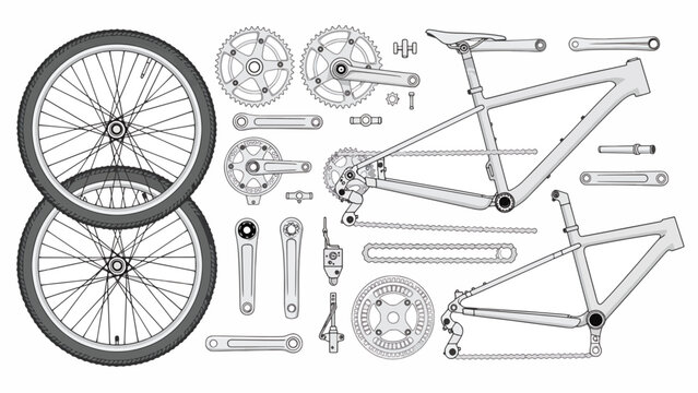 Bicycle parts and accessories collection.