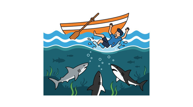 Man Falls from Boat, Attacked by Sharks