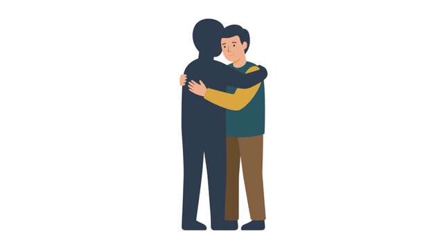 Man Hugging Shadow Figure