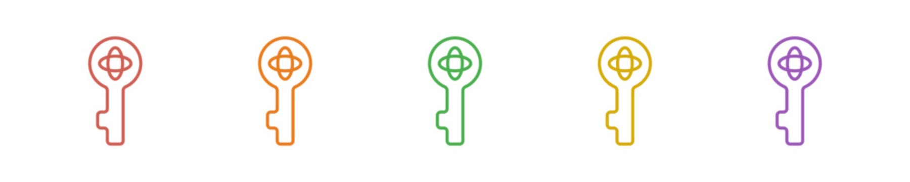 Quantum Key Icon Set Multiple Style Collection. Vector Illustration Concept Designed In Line Colorful Style