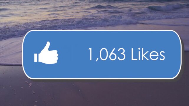 On appearing blue like-counter UI over sand updating counts blanking resetting showing live likes