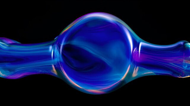 Abstract liquid fluid blob organic blue purple glass glossy transparent 3d render on black background flowing translucent form with smooth wave and modern futuristic shape abstract art