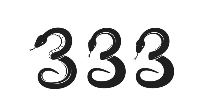 Three 333 Number Symbol Snake Illustration